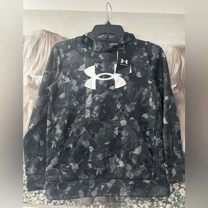 Under Armour Logo Black Camo Pullover Hoodie Lightweight Boys Youth